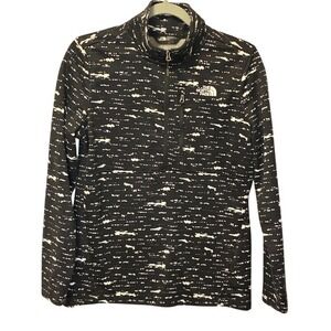 The North Face Womens Black White Abstract Dash Print Quarter Zip Pullover M